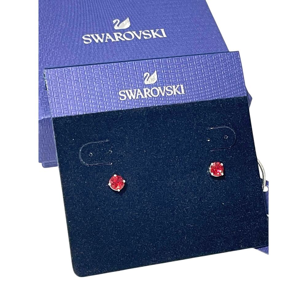 Swarovski Attract Stud Pierced Earrings Red Rhodium plated